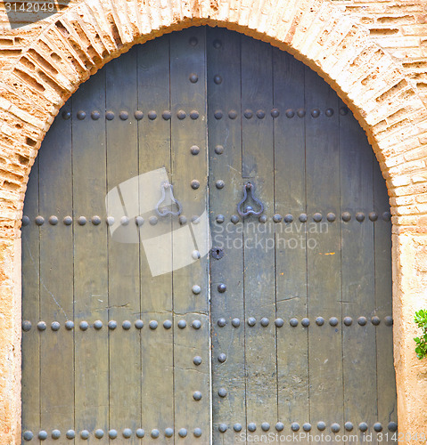 Image of historical in  antique building door morocco style africa   wood