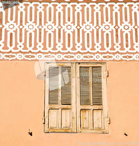 Image of  window in morocco  orange  construction wal brick historical