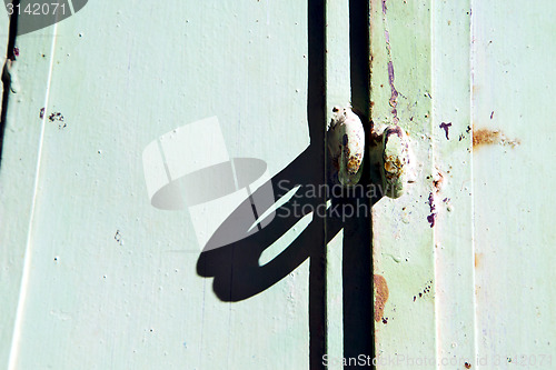 Image of green  metal rusty      morocco in africa the old  