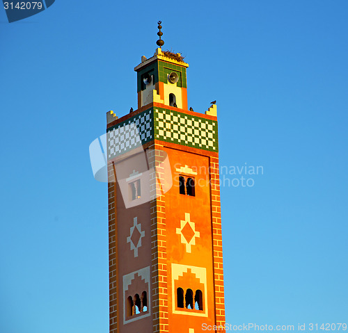 Image of  muslim   in   mosque  the history  symbol morocco  africa  mina