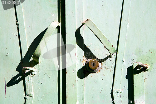 Image of green  metal rusty      morocco in africa the 