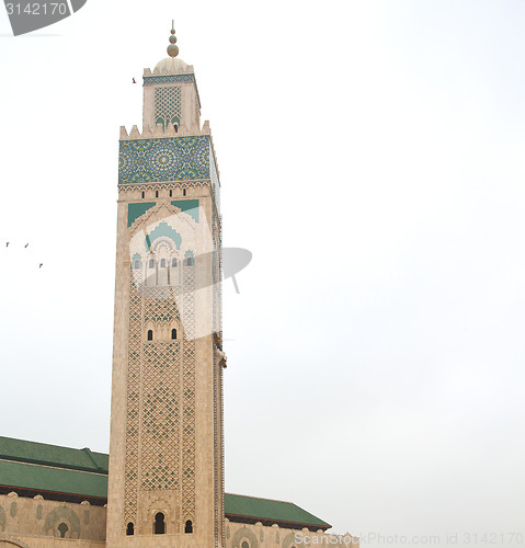 Image of  muslim in  mosque the history  symbol   morocco  africa  minare