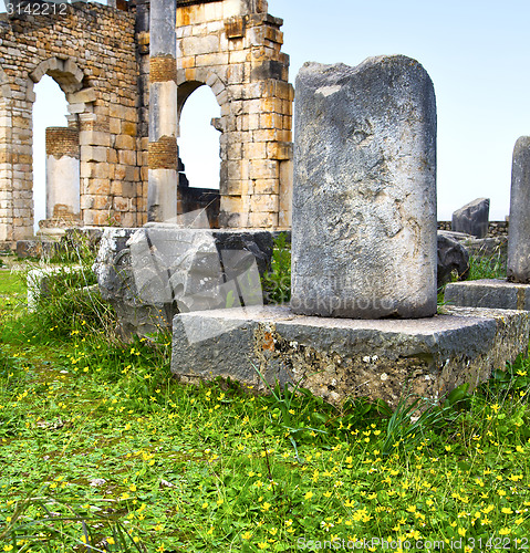 Image of volubilis in morocco africa the old roman deteriorated monument 