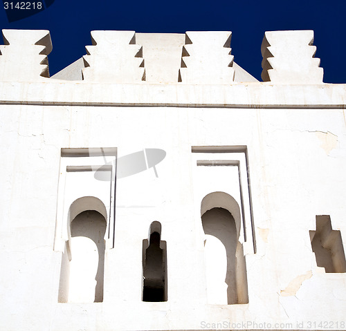Image of  mosque muslim the history  symbol  in morocco  africa  minaret 