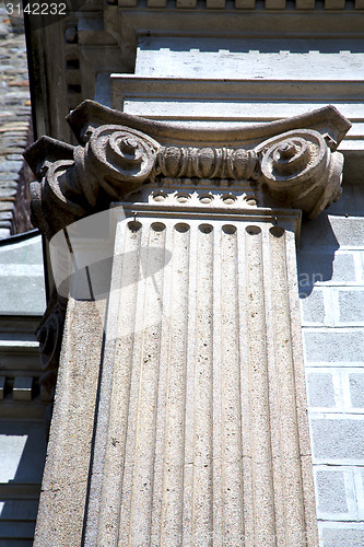 Image of wall milan  in italy old   church concrete wall  doric