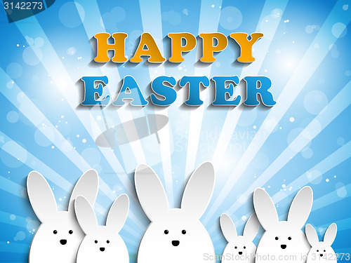 Image of Happy Easter Rabbit Bunny on Blue Background