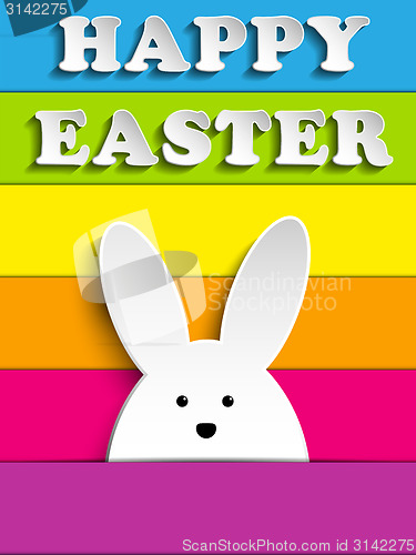 Image of Happy Easter Rabbit Bunny on Rainbow Background