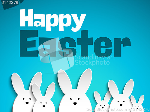 Image of Happy Easter Rabbit Bunny on Blue Background