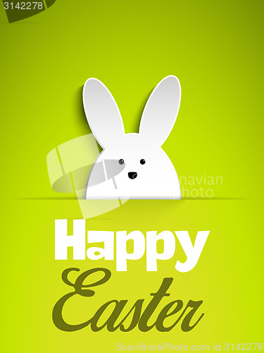 Image of Happy Easter Rabbit Bunny on Green Background