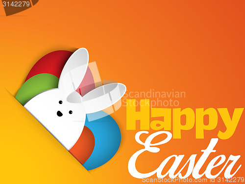 Image of Happy Easter Rabbit Bunny on Orange Background