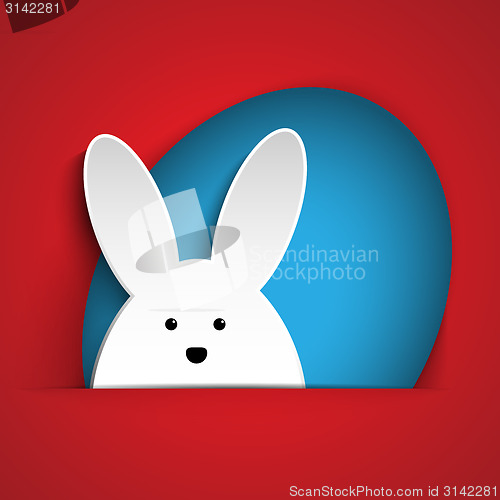 Image of Happy Easter Rabbit Bunny on Red Background