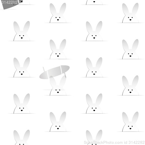 Image of Happy Easter Rabbit Bunny White Seamless Background