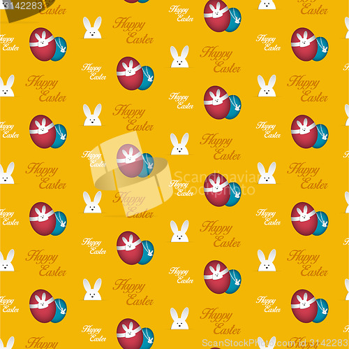 Image of Happy Easter Rabbit Bunny Orange Seamless Background
