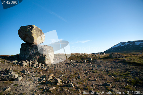 Image of Big boulders on mountain plateau Valdresflye, Jotunheimen, Norwa