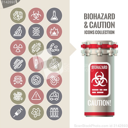 Image of Biohazard and Caution Icons Collection