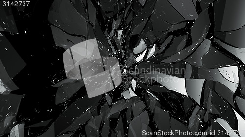 Image of Shattered glass on black with motion blur