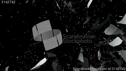 Image of Destructed glass on black background