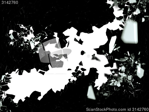 Image of Shattered pieces of glass isolated on white