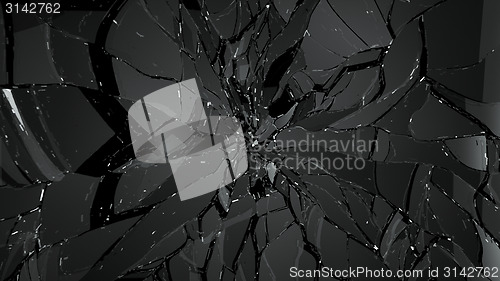 Image of glass shatter and breaking on black