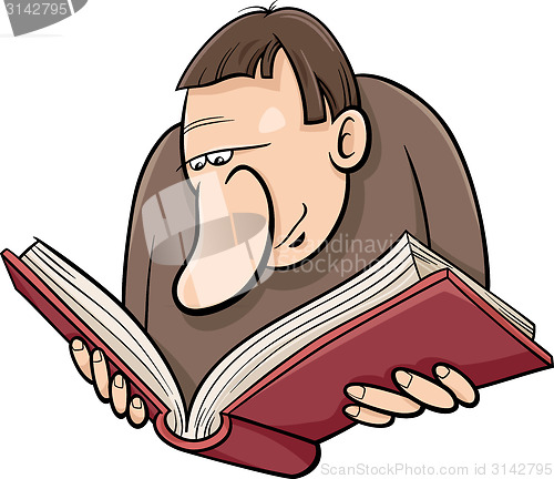 Image of reader with book cartoon illustration