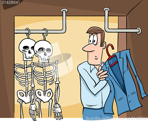 Image of skeletons in the closet cartoon