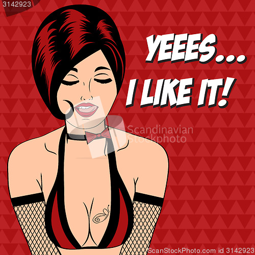 Image of sexy horny woman in comic style, xxx illustration