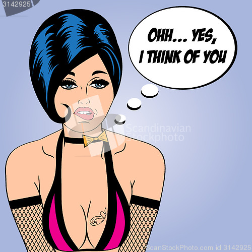 Image of sexy horny woman in comic style, xxx illustration