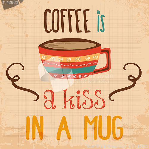 Image of Retro background with coffee quote