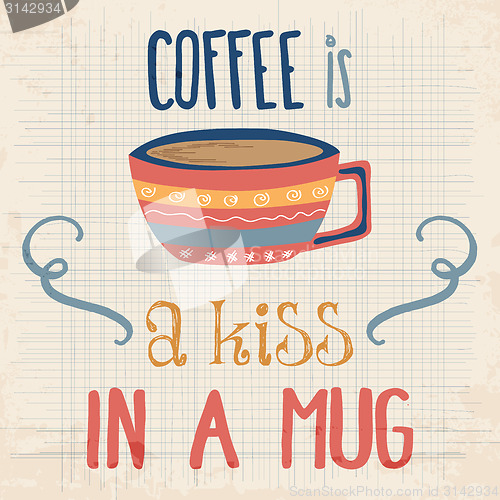 Image of Retro background with coffee quote