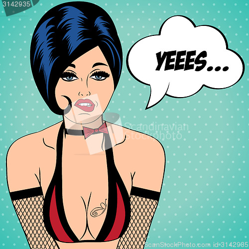 Image of sexy horny woman in comic style, xxx illustration