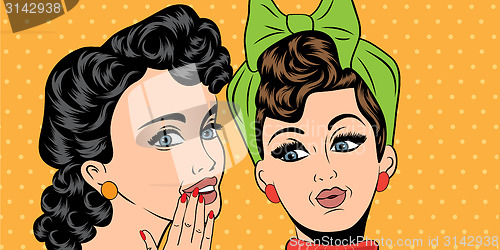 Image of pop art retro women in comics style that gossip