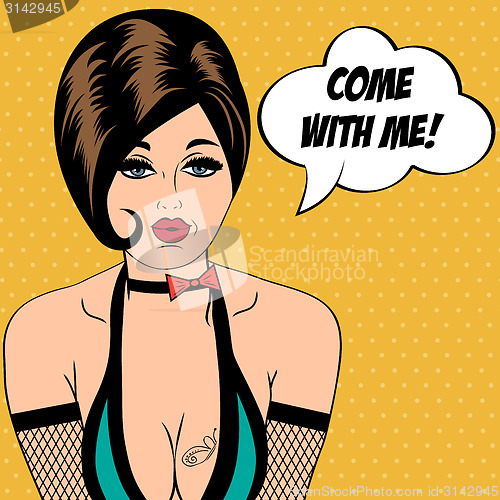 Image of sexy horny woman in comic style, xxx illustration