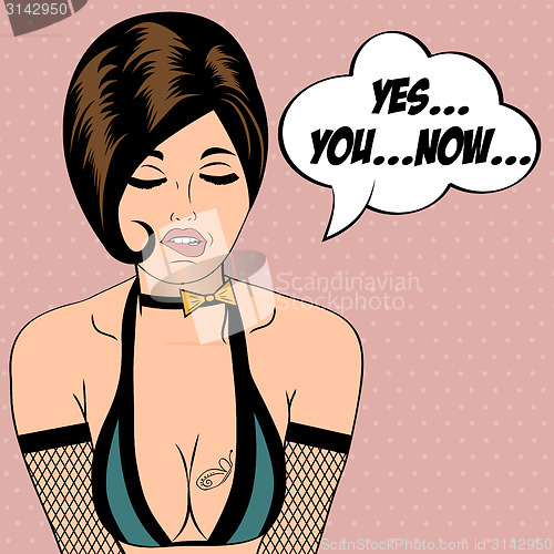 Image of sexy horny woman in comic style, xxx illustration