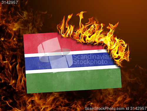 Image of Flag burning - Gambia