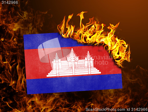 Image of Flag burning - Cambodia