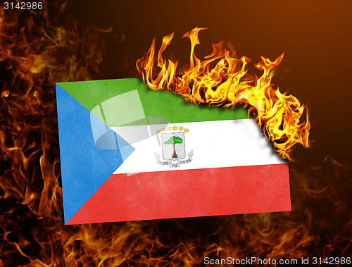 Image of Flag burning - Equatorial Guinea