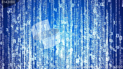 Image of Digital white numbers as code rain