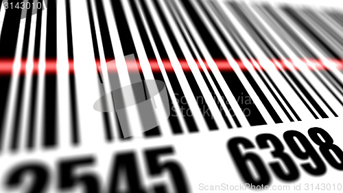 Image of Closeup of scanner scanning barcode