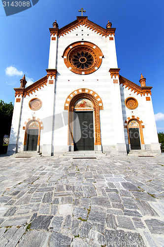 Image of  church  in  the mercallo     closed brick tower  lombardy    