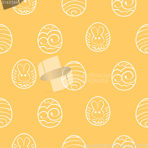 Image of Easter seamless background. Decorated eggs on a yellow backgroun