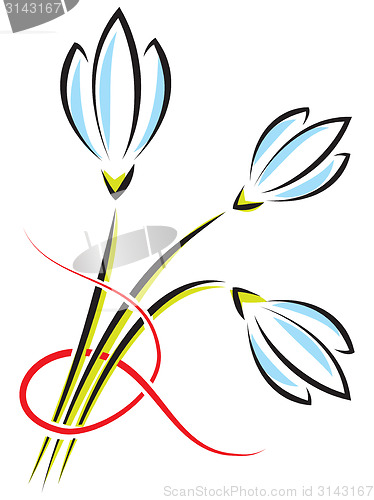 Image of Vector bouquet of spring flowers. Crocuses or snowdrops with a r