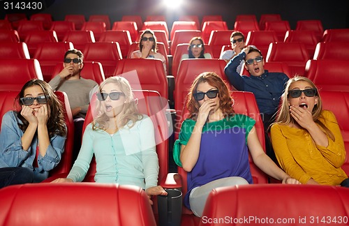 Image of friends watching horror movie in 3d theater