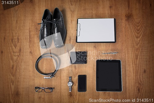 Image of close up of formal clothes and personal stuff