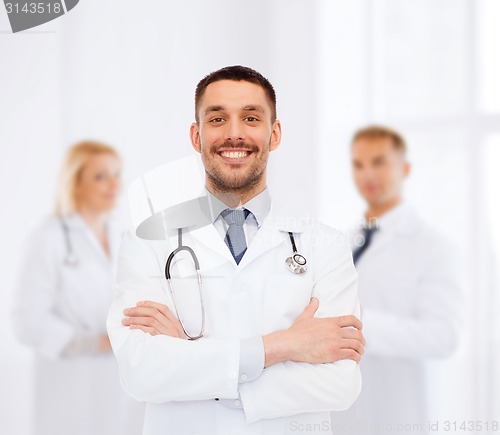 Image of smiling male doctor with stethoscope