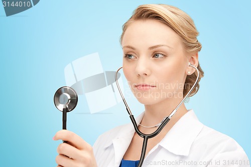 Image of young female doctor with stethoscope