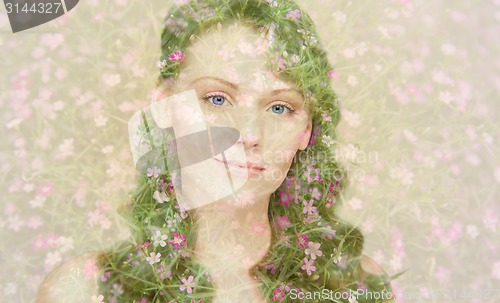 Image of smiling young woman with floral pattern