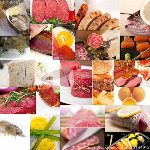 Image of high protein food collection collage