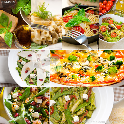 Image of healthy and tasty Italian food collage