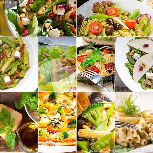 Image of healthy and tasty Italian food collage