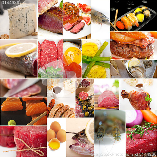 Image of high protein food collection collage